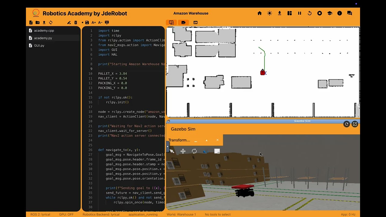 Amazon Warehouse Nav2 Autonomous Run on RADI lyrical-beta