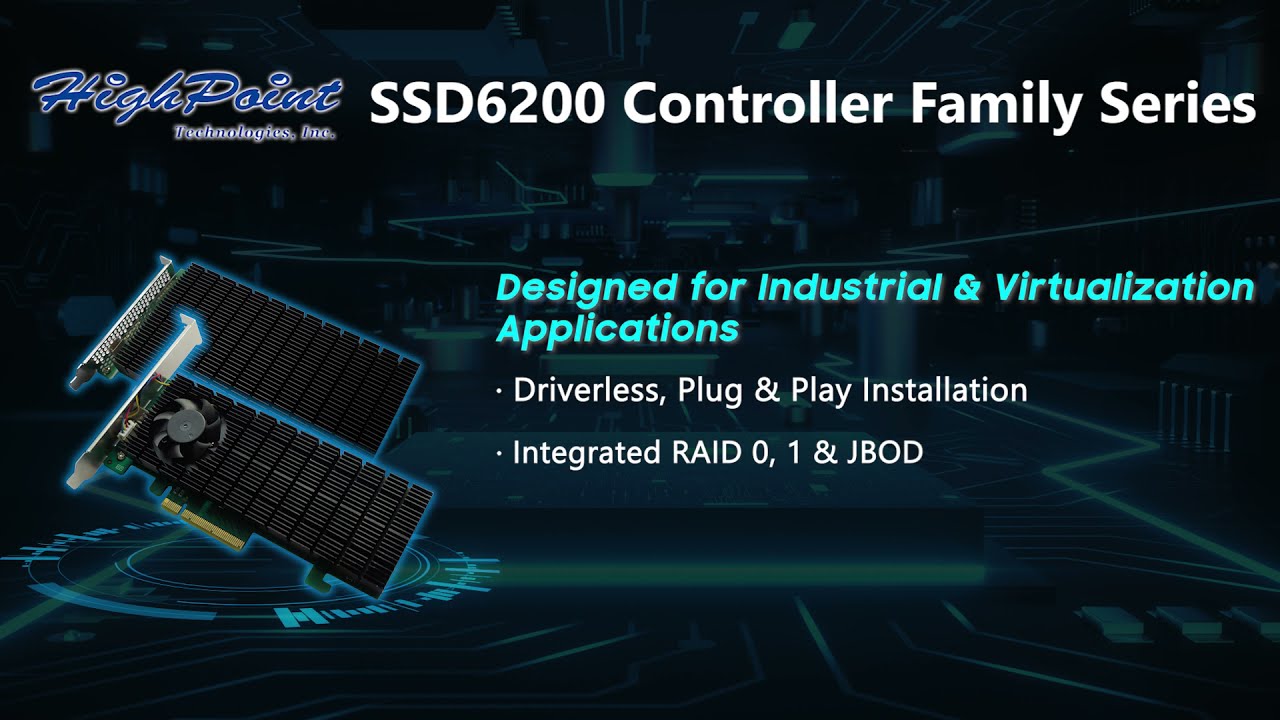 Highpoint RAID-Controller SSD6204A PCI-Ex8v3 - 4x M.2 NVMe, bootfähig