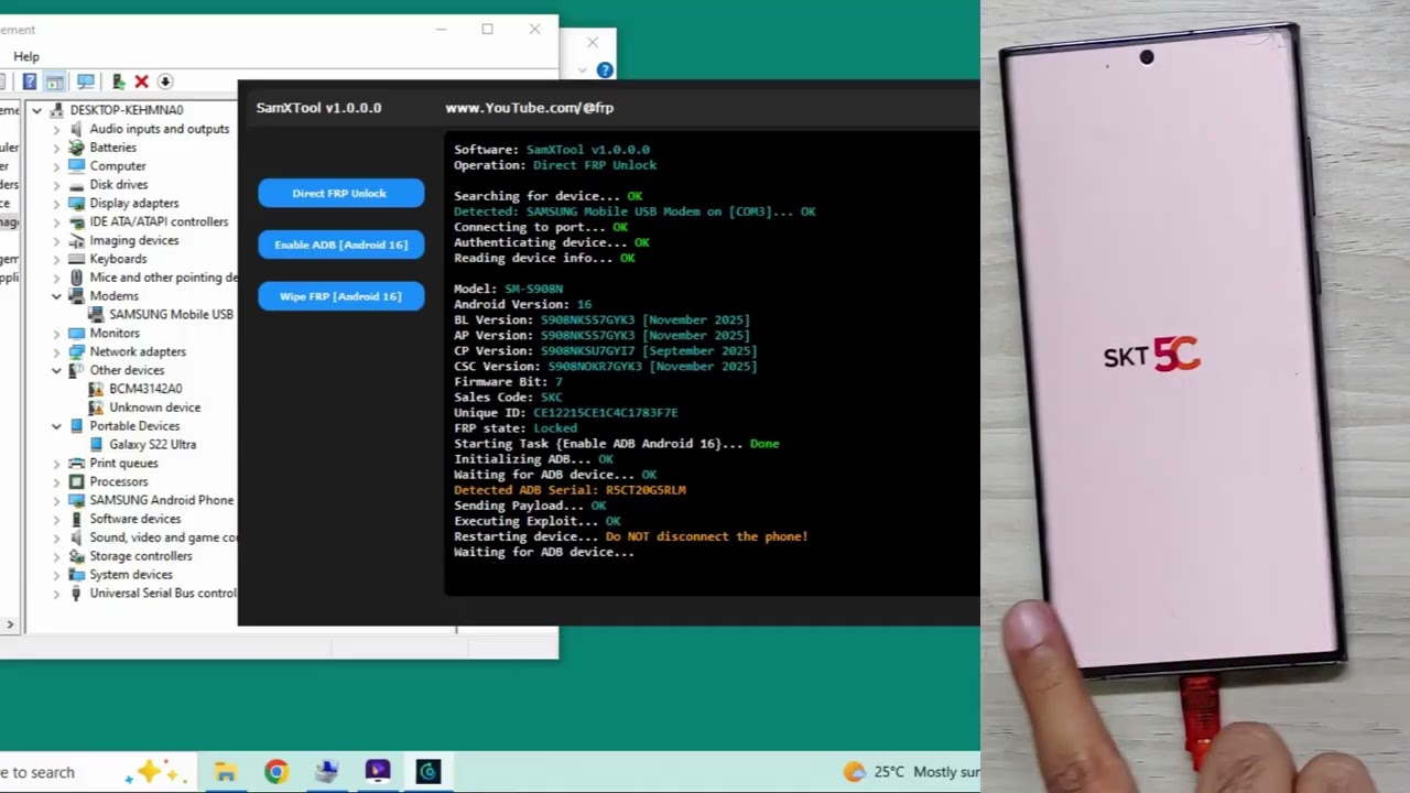 SAMSUNG Galaxy S22 Ultra (SM-S908N) [Android 16] Google (FRP) Lock Bypass using FREE SamXTool