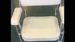 NovelBee White Folding Deck Chair,Aluminum Frame Folding Cushioned Boa