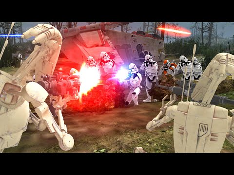 Crashed Clone LAAT Gunship Surrounded by CLANKERS! - Call to Arms: Star Wars Mod