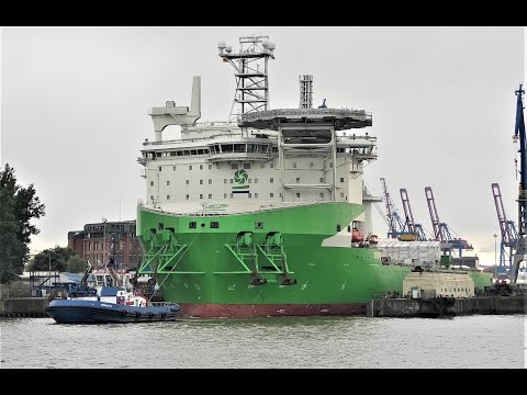 1080p Orion 1 spektakuläres Ausdocken des größten Kranschiff der Welt in Hamburg 05.10.2021