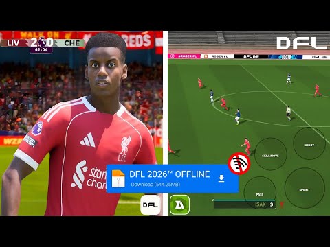 DFL 26 player close-up and in-game HUD screenshot