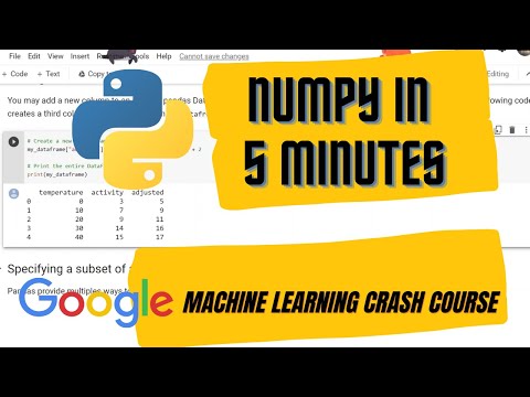 9. Learn Numpy basics in 5 minutes | Google's machine learning crash course's numpy tutorial