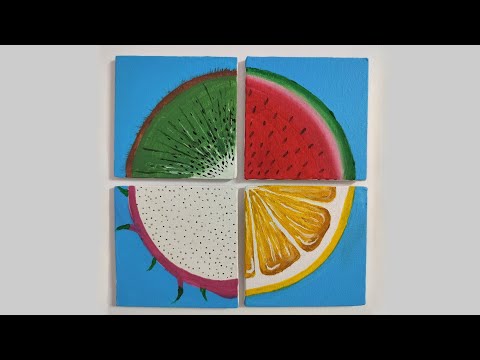 Fruit slice painting #rifanaartandcraft #canvaspainting #easydrawing #art
