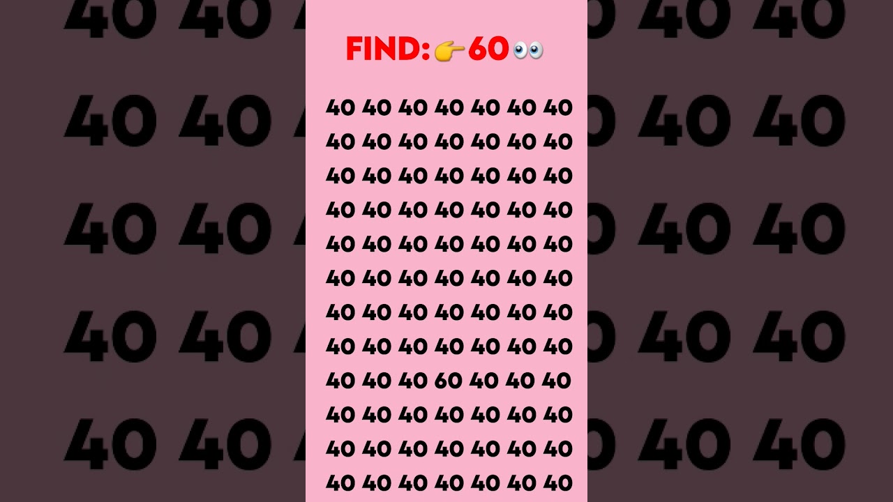 Try to find the odd number 60 with in 5 second 👉#youtubeshorts