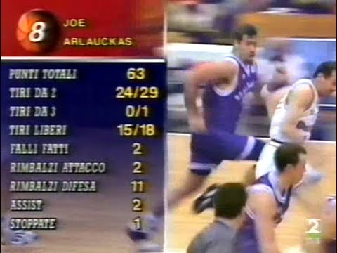 Liga Europea 1995/1996 - Virtus Buckler Bologna - Real Madrid (Joe Arlauckas 63 Pts)