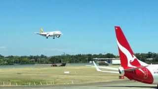 Tiger Australia A320 landing at Sydney kingsford airport, runway 25. Rough day.