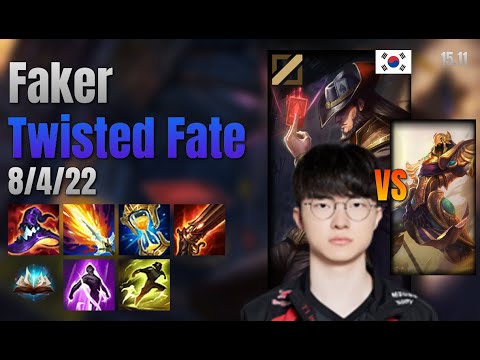 Faker Mid Twisted Fate vs Azir lol KR solo rank Full Game 15.11 | 페이커 트위스티드 페이트 vs 아지르