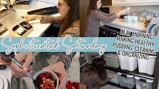 "LAZY" MORNING WHILE BEING PRODUCTIVE // Cleaning & Organizing + Best Healthy Chocolate Pudding