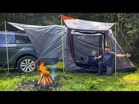 Camping in a Remote Forest with a Crazy Car Tent