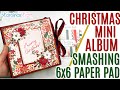 Christmas Mini Album Using Up A Whole 6x6 Paper Pad Using Christmas Flora By Echo Park 6x6 Paper Pad