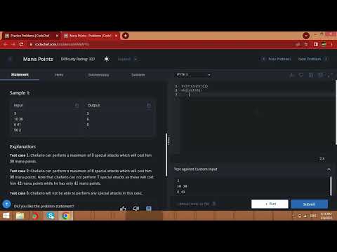 Mana Points Codechef Solutions In Python