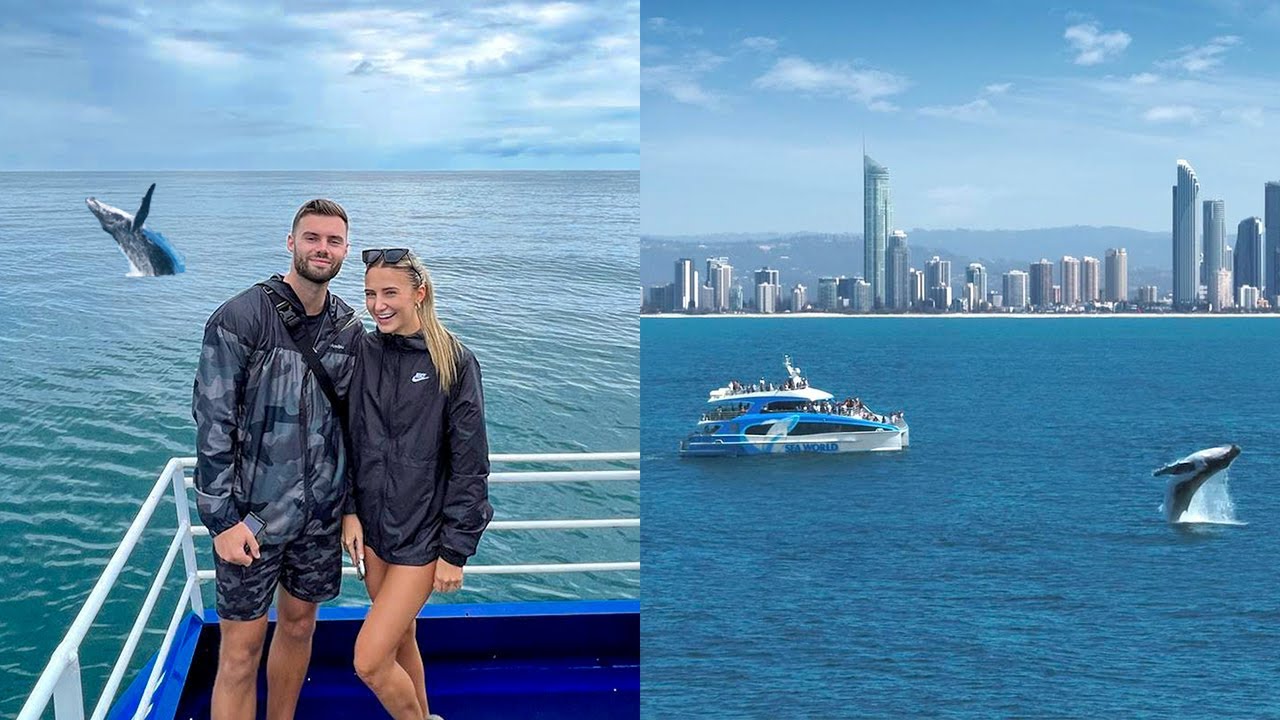 A duo embarks on Whale Watching Cruise adventure in Gold Coast.