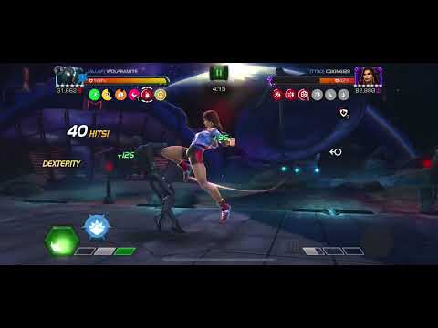 MCoC Stealth Suit Spider-Man vs America Chavez on node 47 (power efficiency, miss in action)
