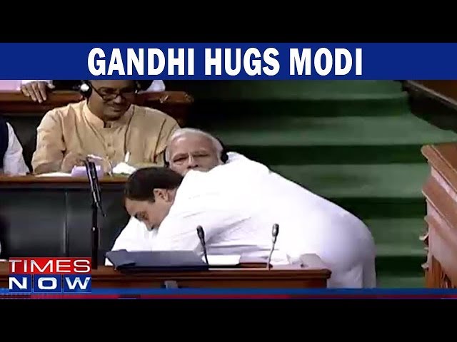 No-confidence motion Live: After sharp attack, Rahul Gandhi hugs PM Modi No-confidence motion Live: After sharp attack, Rahul Gandhi hugs PM Modi