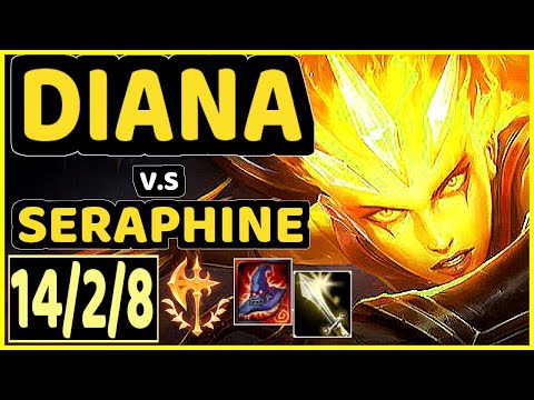 BRUCER (DIANA) vs SERAPHINE - 14/2/8 KDA MID GAMEPLAY - BR Ranked GRANDMASTER