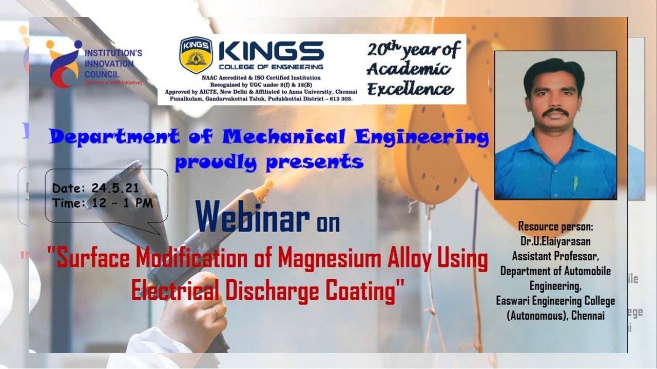 Webinar on Surface Modification of Magnesium Alloy using Electrical Discharge Coating