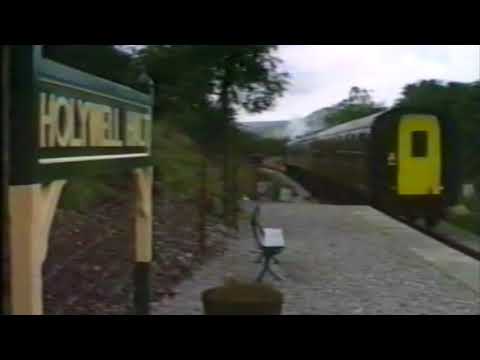 Holywell Halt Railway Station in 1980s - loco comes in