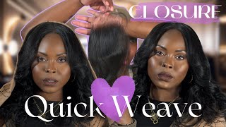 THIS LACE MELTS 😱👏🏾| CORPORATE BADDIE | Mid-length Quick Weave | Janet Collection 4x5 NUSKIN CLOSURE