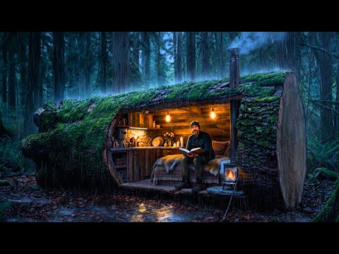 A Man Built a Hidden Shelter Inside a Hollow Tree