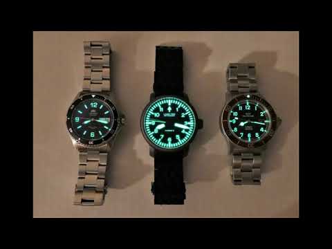 Time Lapse Lume battle Orient Mako II vs Lum-Tec B46 vs Glycine GL0261