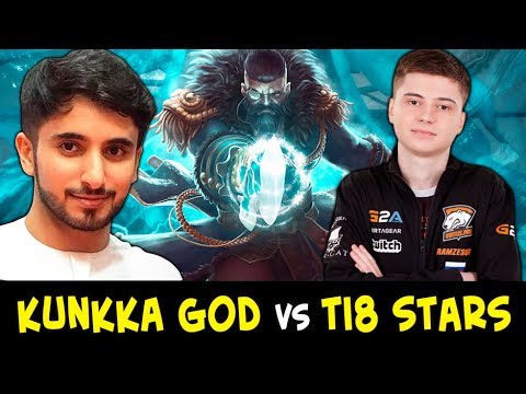 Kunkka GOD vs TI8 stars — Attacker vs new OG mid Topson + Ramzes