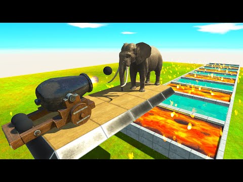 CANON KNOCKS UNITS INTO LAVA OR WATER | Animal Revolt Battle Simulator