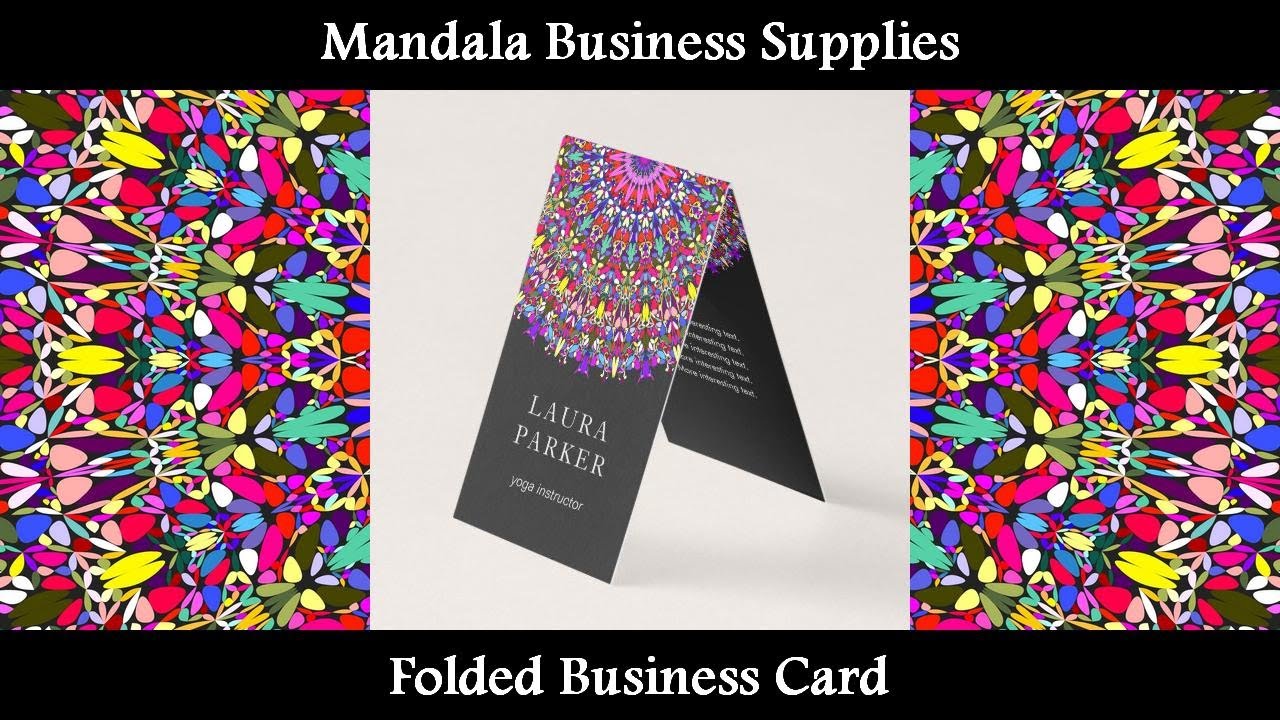 Happy Multicolored Floral Mandala Folded Business Card by David Zydd