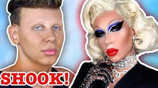KRASS! Mein ERSTES MAL in DRAG QUEEN Makeup! | Transformation mit Chloe Waldorf + Marvyn Macnificent