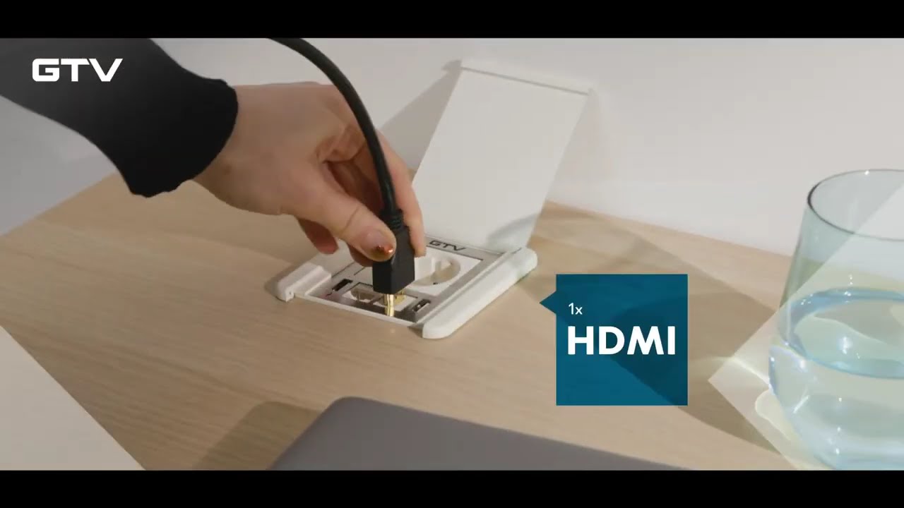 Подовжувач GTV врізний квадратний FLIP, 1xSCHUKO, 2xUSB, 1xLAN, кабель з вилкою 1,5м, чорний AE-GM1SFLI-20