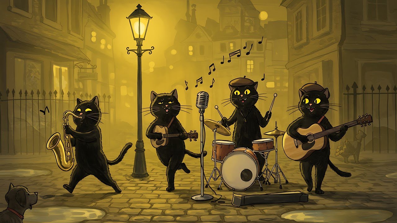 Vintage Black Cat Jazz Relax Unwind & Groove Night