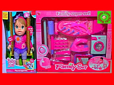 BABY ALIVE Doll Family Super Fun Playset Surprise Toys Plays n' Giggles Baby Kids Balloons and Toys Video