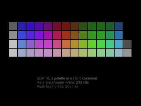 NES palette - SDR vs HDR