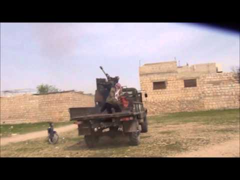 التصدي للطيران الحربي في ريف إدلب بواسطة رشاش 23 من قبل كتيبة درع المعرة