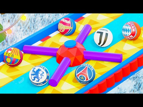 Marble Race 3D - Frozen Marbles - 16 Football Clubs (Who Will Win?)