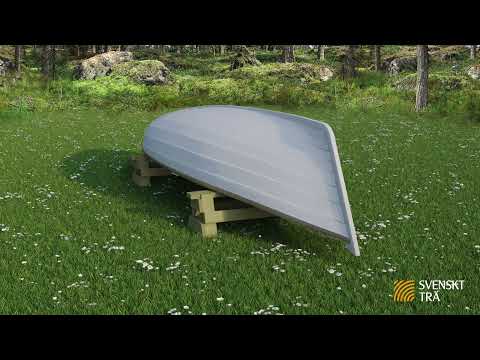 Träbockar till förvaring av mindre båt