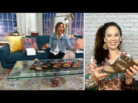 Earth Origins Leather Slide Sandals - Oleen on QVC