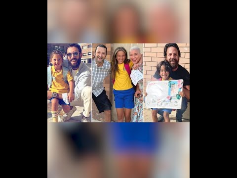 فنانون مع أبنائهم في أول يوم دراسة.. بسمة بوسيل وتامر حسني الأبرز