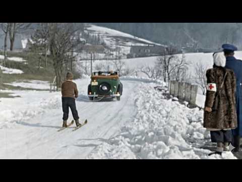 Auto Skijoring in 1930s Czechoslovakia | Rare Colorized Archival Footage