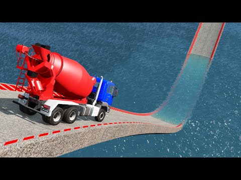 Impossible Weird Wave Bridge Crossing Cars Vs Deep Water - BeamNG.Drive