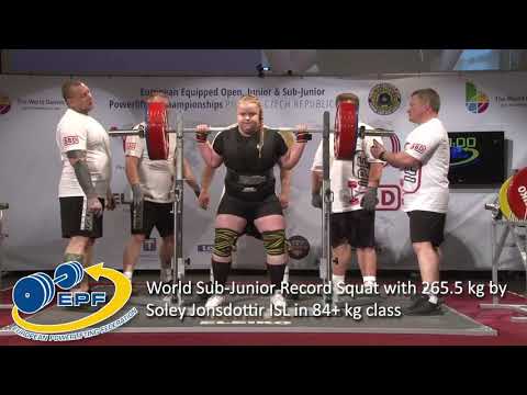 World Sub-Junior Record Squat with 265.5 kg by Soley Jonsdottir ISL in 84+ kg class
