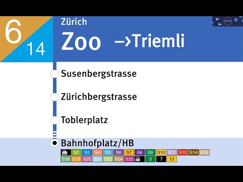 VBZ Ansagen » 6 Zoo — Bahnhofplatz/HB → 14 Triemli | 2026 | SLBahnen