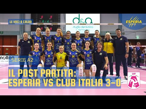 A2 13: Esperia-Club Italia 3-0, le voci del post partita