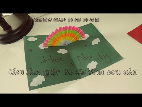 Cách làm thiệp  3d cầu vồng đơn giản- Rainbow Stand Up Pop up Card