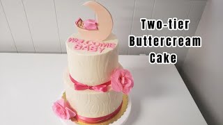 Baby Shower Cake, textured buttercream design