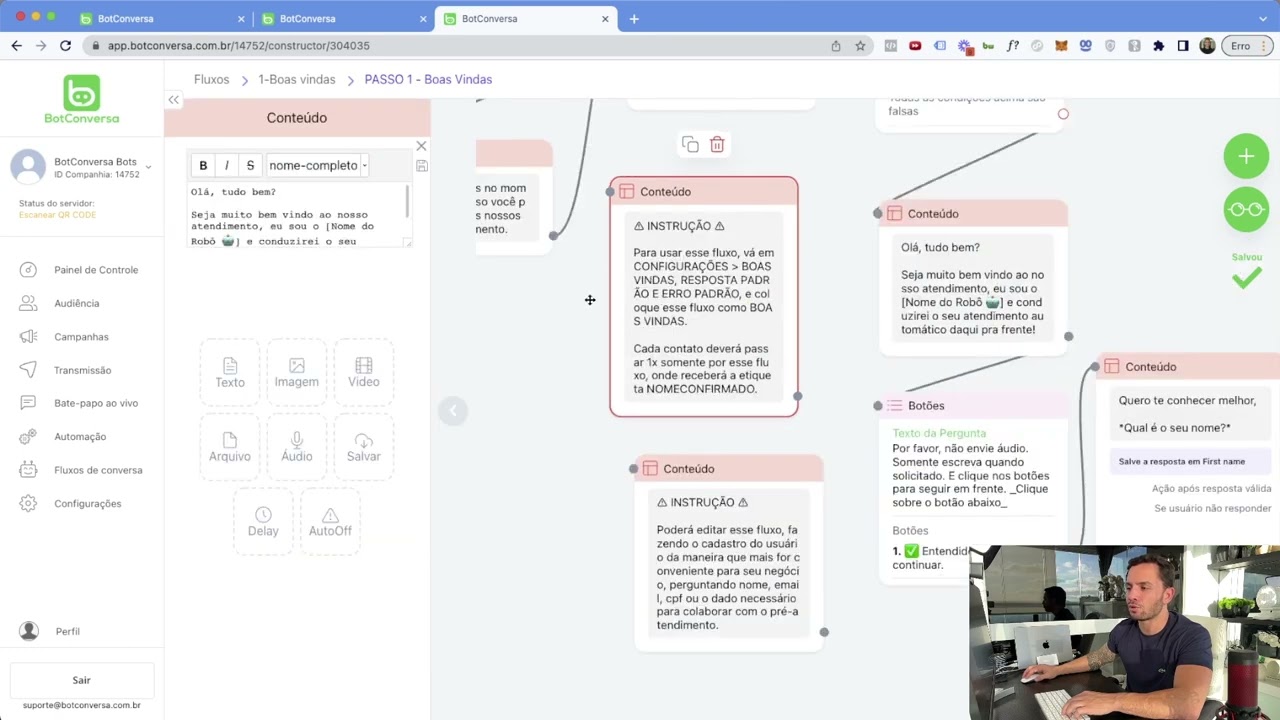 Robô de Boas Vindas - BotConversa
