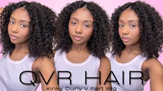 $107 WIG! | NO LEAVE OUT & NO CROCHET NEEDED! | EASIEST 1-MIN V PART WIG INSTALL! | Ft. QVR Hair