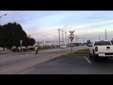 Main Street Railroad Crossing - NS 5315 and NS 5214 (High Hood) Switching in Lafayette, Indiana