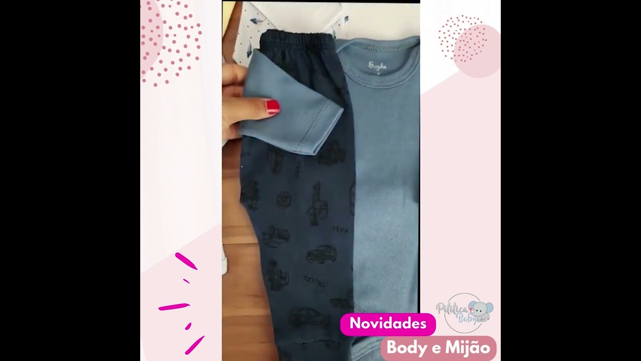 Roupa De Bebê Body Manga Longa E Mijão Suedine